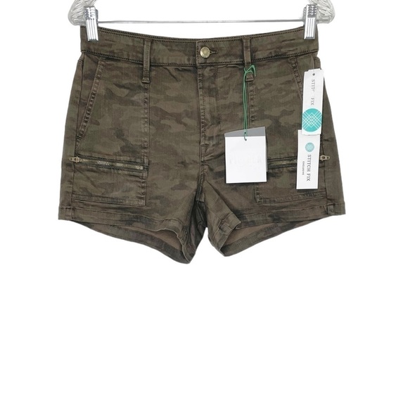 Pistola X Stitch Fix Hannah Camo Printed Cargo Short Olive Green NWT - Picture 1 of 14